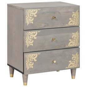 Armario de Noche Gris 50 x 33 x 62 cm madera maciza de mango