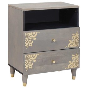 Armario de Noche Gris 50 x 33 x 62 cm madera maciza de mango