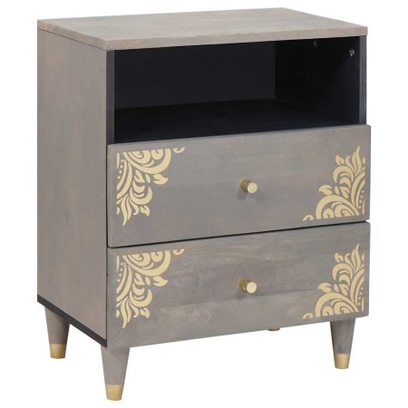 Armario de Noche Gris 50 x 33 x 62 cm madera maciza de mango