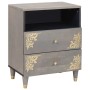 Armario de Noche Gris 50 x 33 x 62 cm madera maciza de mango