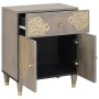 Armario de Noche Gris 50 x 33 x 60 cm madera maciza de mango