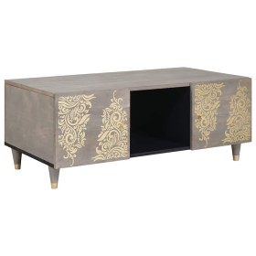 Mesa de Café Gris 100 x 54 x 40 cm madera maciza de mango