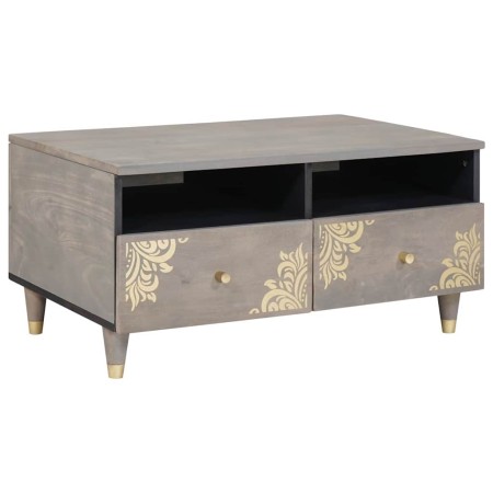 Mesa de Café Gris 80 x 54 x 40 cm madera maciza de mango