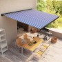 Toldo de carrete motorizado azul y blanco 400x300 cm