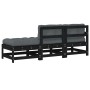 Gartensofa-Set 3-teilig mit Kissen aus massivem Holz schwarz von vidaXL, Modulare Sofas für den Außenbereich - Ref: Foro24-82...