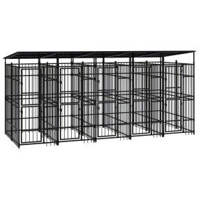 Perrera de exterior con techo de acero 9,22 m²