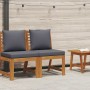 Sofá seccional central con cojín gris oscuro madera de acacia