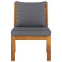 Sofá seccional central con cojín gris oscuro madera de acacia