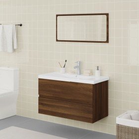 Set de muebles de baño madera contrachapada marrón roble Set de muebles de baño madera contrachapada marrón roble