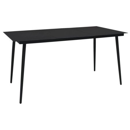 Mesa de comedor de jardín acero y vidrio negra 150x80x74 cm en Mesas de jardín | Comprar online en Foro24