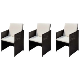 Sillas de jardín 3 pcs Marrón 56 x 52 x 87 cm Poliratán