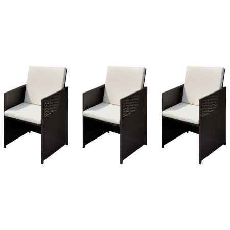 Sillas de jardín 3 pcs Marrón 56 x 52 x 87 cm Poliratán