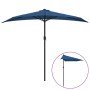 Sombrilla balcón semicircular palo aluminio azul 270x144x222 cm