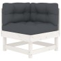 Juego de muebles jardín 10 pzas y cojines madera maciza blanco