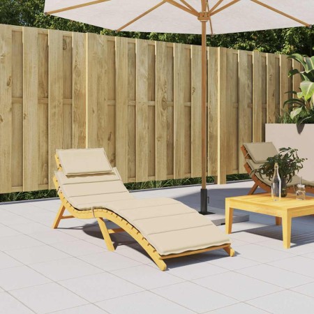 Cojín de tumbona de tela Oxford beige 186x58x4 cm