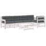 6-teiliges Gartenmöbel-Set und weiße Massivholzkissen von vidaXL, Gartensets - Ref: Foro24-3185998, Preis: 505,99 €, Rabatt: %