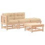 Juego de muebles de jardín 4 piezas y cojines madera maciza