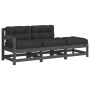 3-piece garden sofa set with gray solid wood cushions by vidaXL, Modular outdoor sofas - Ref: Foro24-825599, Price: 256,92 €,...