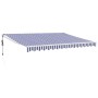 Toldo retráctil automático azul y blanco 4x3 m