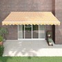 Toldo retráctil automático amarillo y blanco 4x3 m