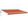 Toldo retráctil automático naranja y marrón 4x3 m