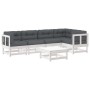 6-teiliges Gartenmöbel-Set und weiße Massivholzkissen von vidaXL, Gartensets - Ref: Foro24-3185984, Preis: 511,77 €, Rabatt: %