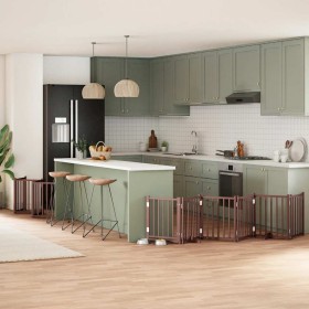 Puerta de perros plegable 15 paneles madera álamo marrón 750 cm