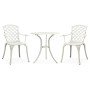 Mesa y sillas de bistró 3 piezas aluminio fundido blanco