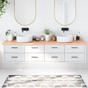 Encimera baño madera maciza tratada marrón claro 220x50x(2-4)cm