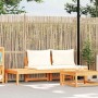 Banco de jardín y mesa cojines crema madera maciza de acacia