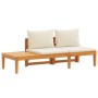 Banco de jardín y mesa cojines crema madera maciza de acacia