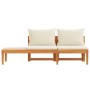 Banco de jardín y mesa cojines crema madera maciza de acacia