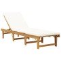 Tumbona plegable con cojín madera maciza de acacia blancocrema en Tumbonas | Comprar online en Foro24