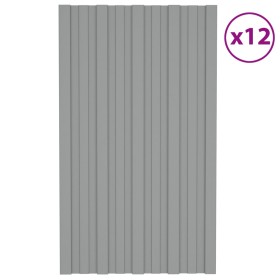 Panel para tejado acero galvanizado gris 12 unidades 80x45 cm