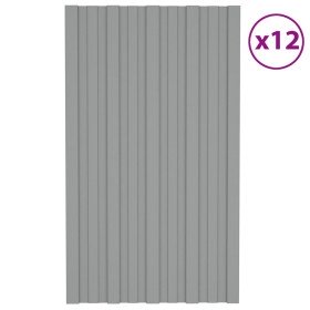 Panel para tejado acero galvanizado gris 12 unidades 80x45 cm