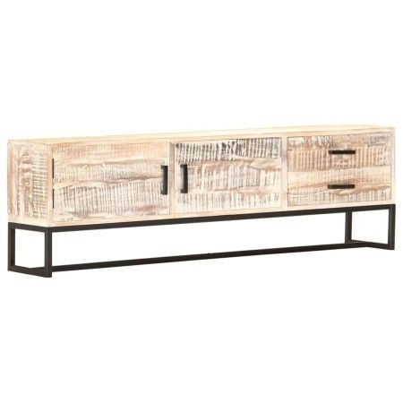 Weißer TV-Schrank aus massivem Akazienholz, 140 x 30 x 45 cm von vidaXL, TV-Möbel - Ref: Foro24-287328, Preis: 275,66 €, Raba...