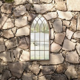 Espejo de jardín arena hierro para exterior 70x30 cm