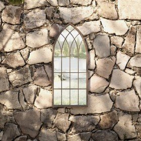 Espejo de jardín arena hierro para exterior 70x30 cm