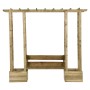 Pérgola de jardín con banco y jardineras madera pino impregnada