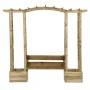 Pérgola de jardín con banco y jardineras madera pino impregnada