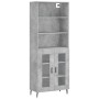 Aparador alto madera contrachapada gris hormigón 69,5x34x180 cm