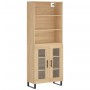 Aparador alto madera contrachapada color roble 69,5x34x180 cm
