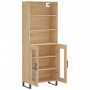 Aparador alto madera contrachapada color roble 69,5x34x180 cm