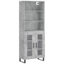 Aparador alto madera contrachapada gris hormigón 69,5x34x180 cm