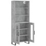 Aparador alto madera contrachapada gris hormigón 69,5x34x180 cm
