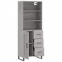 Aparador alto madera contrachapada gris sonoma 69,5x34x180 cm
