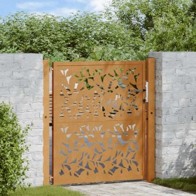 Puerta de jardín diseño de hojas de acero desgastado 105x105 cm