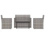 Muebles de jardín con cojines 4 piezas ratán sintético gris