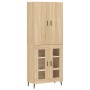Aparador alto madera contrachapada color roble 69,5x34x180 cm