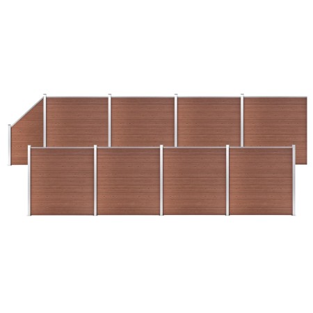Set de valla 8 cuadradas + 1 oblicua WPC marrón 1484x186 cm